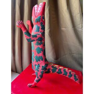 Signed Alebrije Lizard By Francisco Sosa Ojeda Mexico Folk Art Wood Sculpture
